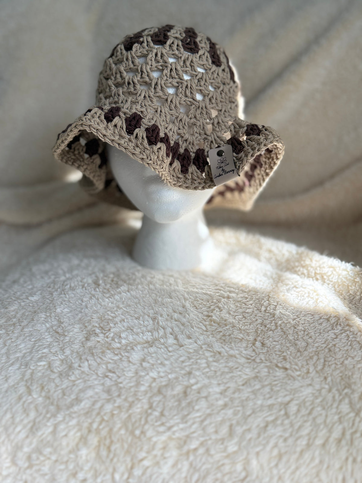 Warm brown/ Tan stripped Bucket hat