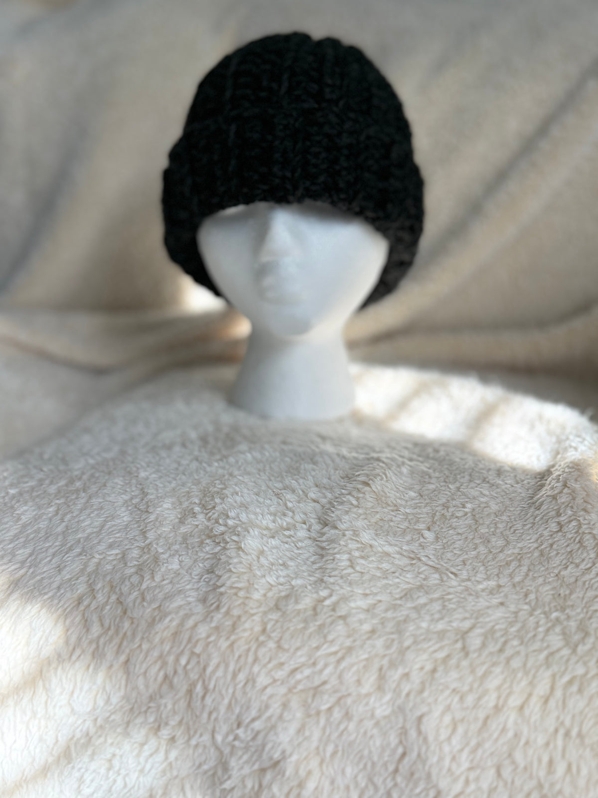 Black and Charcoal gray Ribbed Beanie
