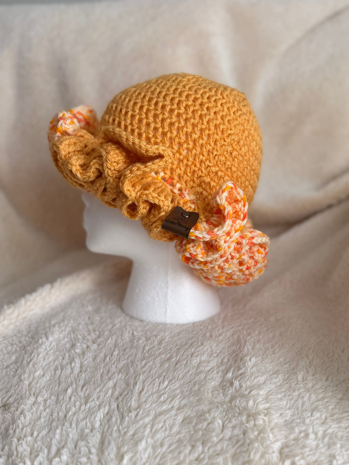 Yellow ruffle beanie