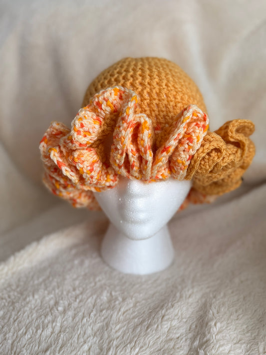 Yellow ruffle beanie
