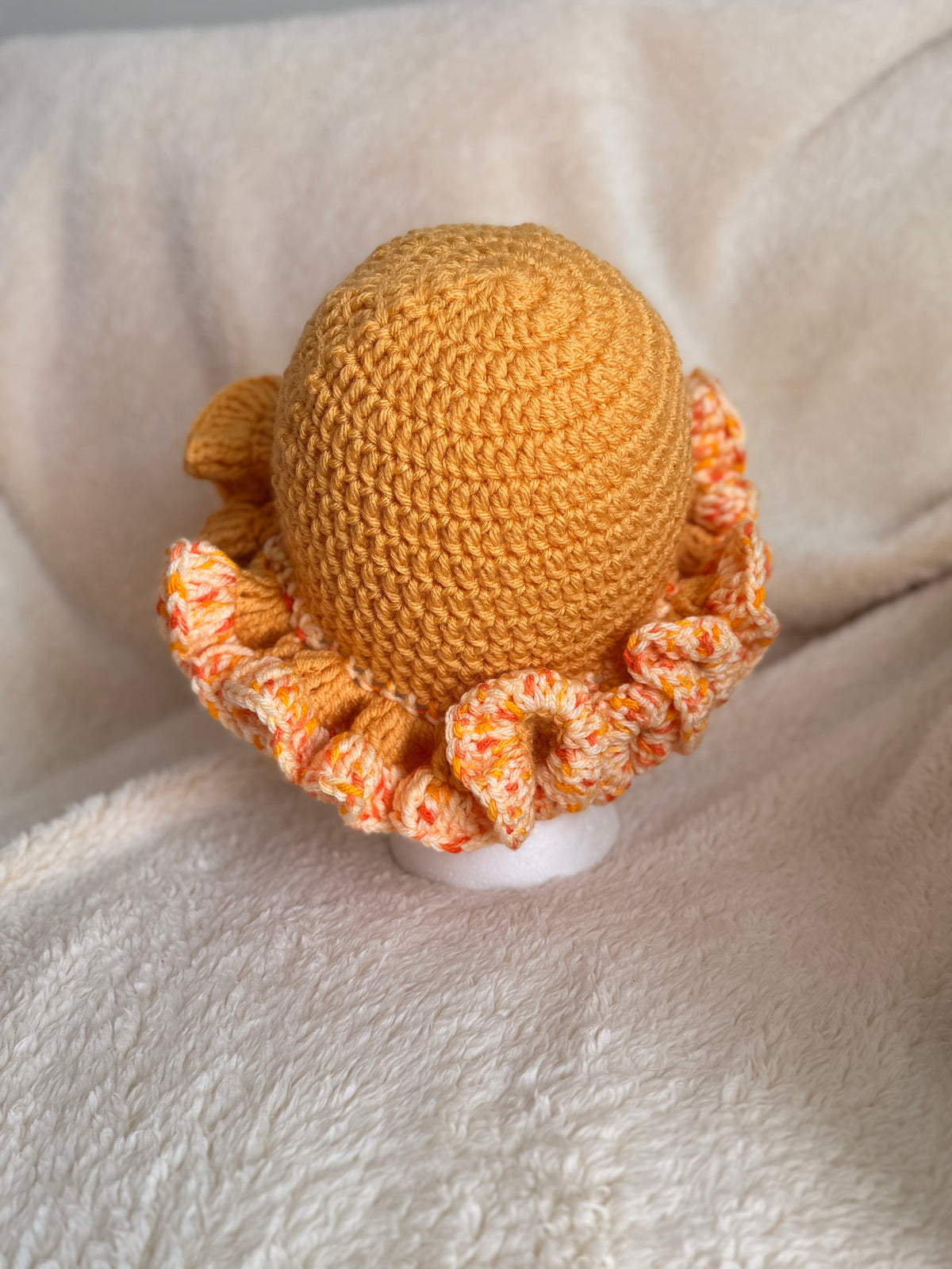 Yellow ruffle beanie