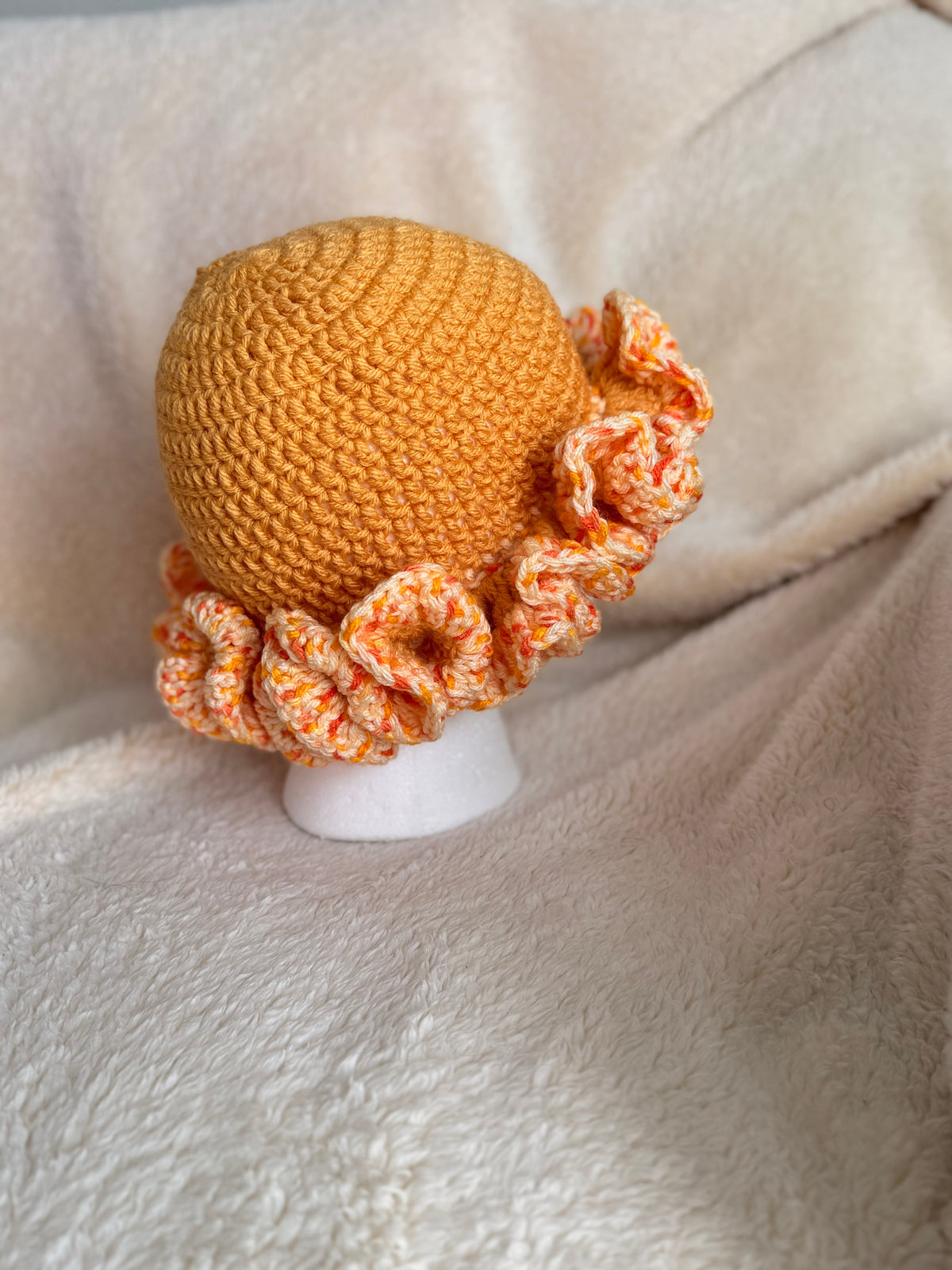 Yellow ruffle beanie