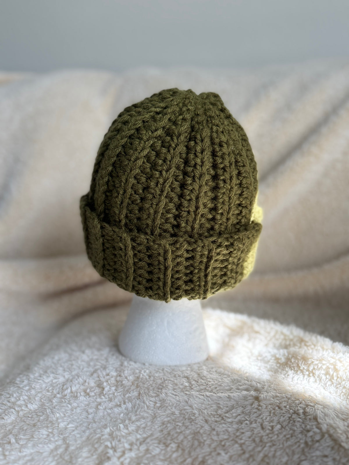 Olive green Ribbed Beanie