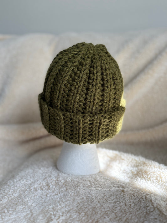 Olive green Ribbed Beanie