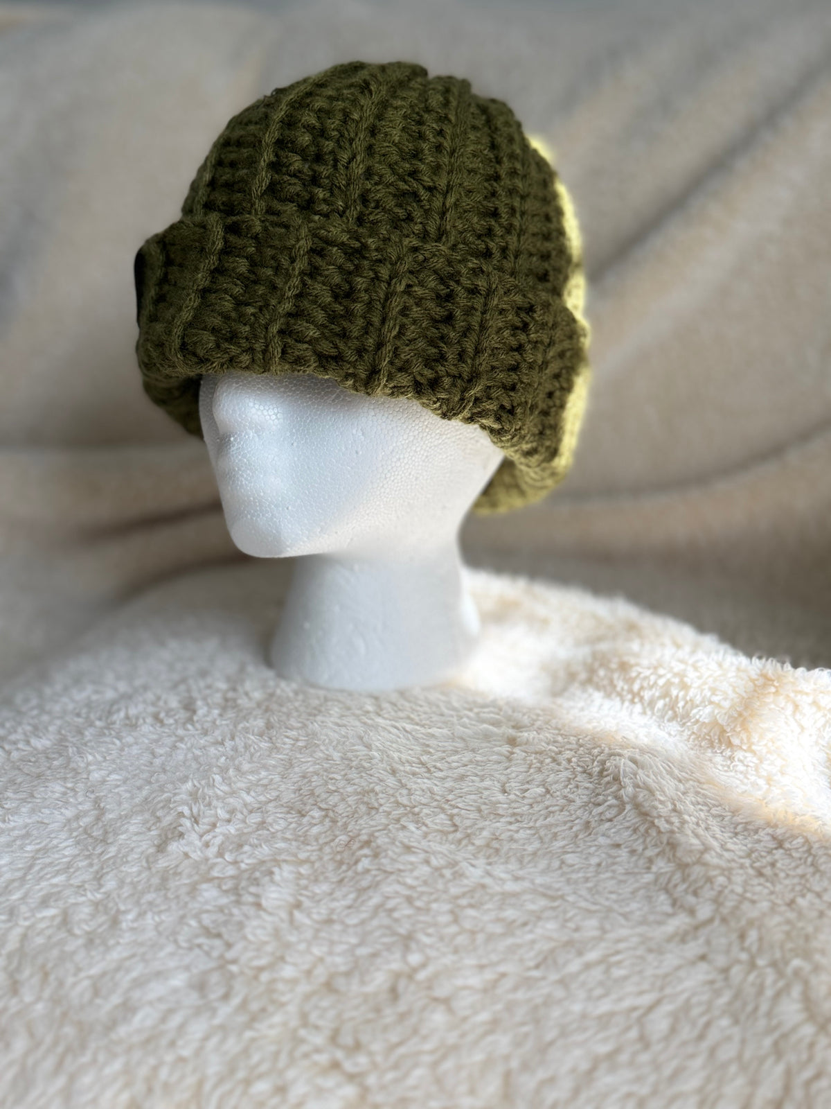 Olive green Ribbed Beanie