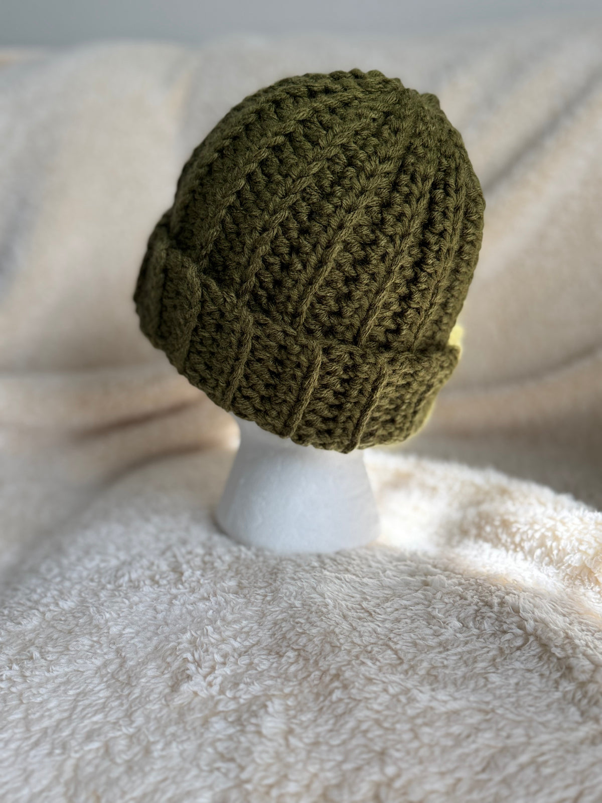 Olive green Ribbed Beanie