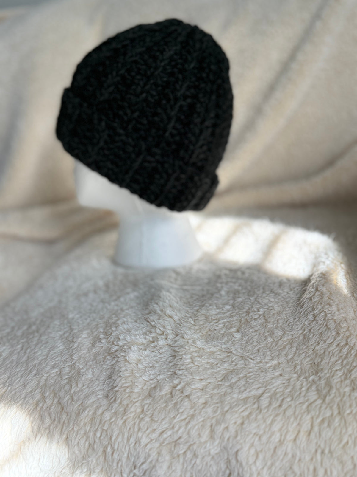 Black and Charcoal gray Ribbed Beanie