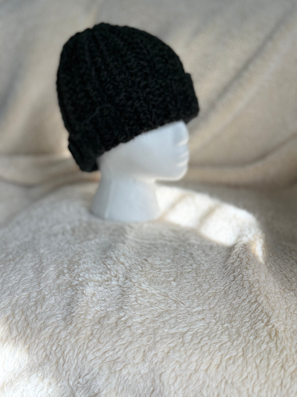 Black and Charcoal gray Ribbed Beanie